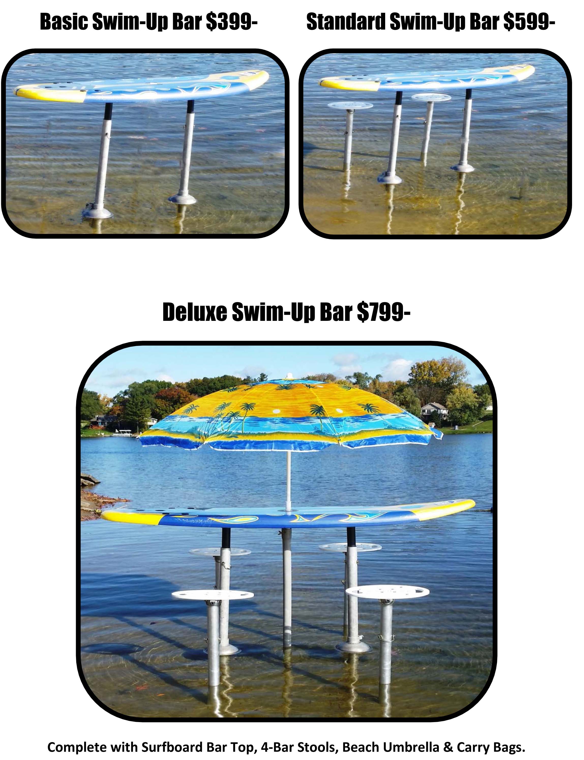 image of swim-up bar sets basic standard and deluxe
